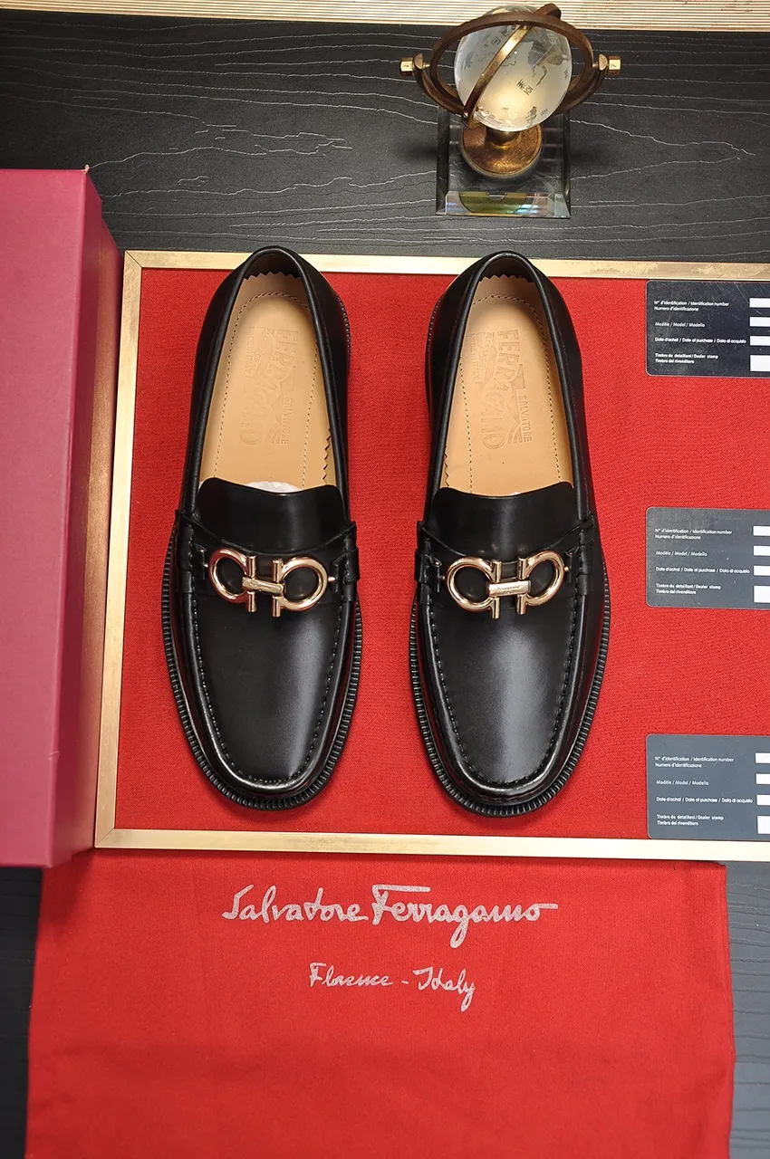Men's men's shoes 💰540💶[Ferragamo/Ferragamo] (high-end Niuli) New 🍀 Ferragamo* - top version Ferragamo's classic formal leather shoes! Made of imported original cowhide, the inner top layer is comfortable cowhide lining! Original wear-resistant rubber outsole! High quality products! Code number 38-45 (45 customized)